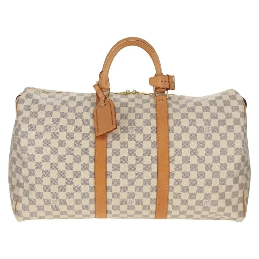 LOUIS VUITTON Damier Azur Keepall 50 Boston Bag N41430 LV Auth 154925V